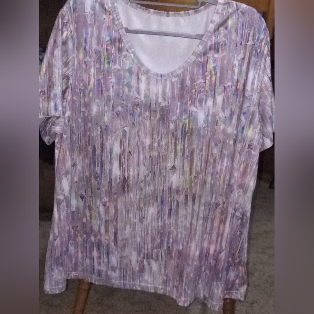 Women's Short Sleeve Abstract Print Top XXL